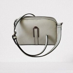 NWT! Small Leather Purse with Two Zipper Sections & Detachable Adjustable Strap